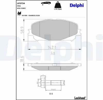 Produktbild von DELPHI Bremsbeläge Satz Vorne Bremsklötze für RENAULT Megane IV Grandtour (K9A/M/N) LP3734