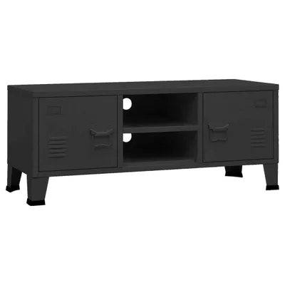 Image de Meuble TV style industriel noir 105x35x42 cm métal