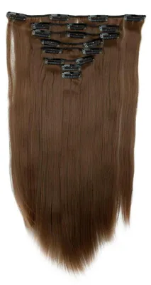 Obrázek produktu pro Clip-in prodlužovací vlasy, rovné, 8 kusů, 18 sponek, 58 cm, světle hnědé