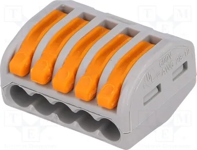 Zdjęcie produktu dla 2 sztuki zacisków szybkomocujących 222, zakres przewodów 0,08÷2,5 mm², model 222-415, złącza szybkomocujące