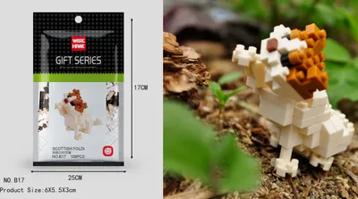 Produktbild von Schottische Faltohrkatze Figur Bausteine Modell LNO Micro-Bricks