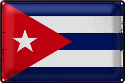 Produktbild von Blechschild Flagge Kuba 40x30cm Retro Flag of Cuba