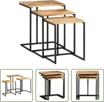Produktbild von The Living Store Satztische 3 Stk. Massivholz Akazie