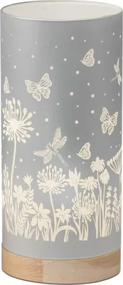 Produktbild von LED Deko Licht Tischlampe Blumenwiese Zylinder Pastell silber H 20cm Formano F26