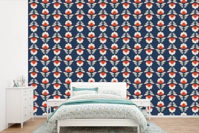 Produktbild von MuchoWow® Fototapete für Wohnzimmer oder Schlafzimmer Wandtapete Vinyl Motivtapete Muster - Abstrakt - Blumen - 390x260 cm - Papiertapete