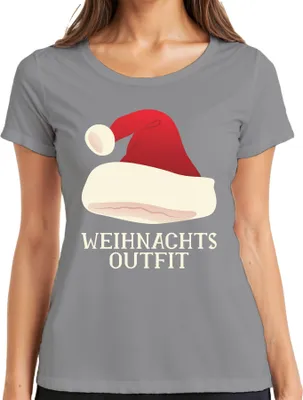 Produktbild von Weihnachtsoutfit Weihnachtsmütze - Weihnachten Weihnachtsgeschenk Christmas Damen T-Shirt, Grau, XL