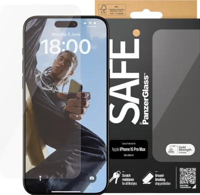 Obrázok produktu pre PanzerGlass SAFE. by ® Ochranné sklo pre iPhone 15 Pro Max | Ultra-Wide Fit