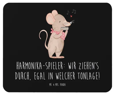 Produktbild von Mr. & Mrs. Panda Mousepad Harmonika Spieler - Schwarz - Geschenk, pc mausunterlage, Musik, Instrumente, laptop mauspad, Musiker, computer, Mouse Pad, Musikinstrument
