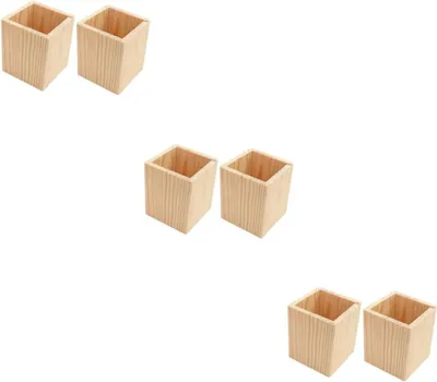 Produktbild von Dekorative Holz-Stifthalter Set aus 6 für Büro und kreative Organisation