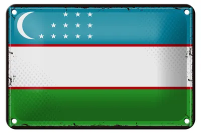 Produktbild von Blechschild Flagge Usbekistans 18x12cm Retro Uzbekistan Dekoration