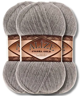 Produktbild von Alize 3x 100g Angora Gold Simli Wolle mit Glitzer, Uni, Häkeln, Stricken (283)