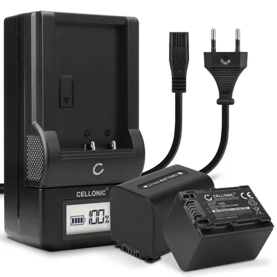 Image de CELLONIC 2x Batterie pour Appareil photo Compatible avec Sony FDR-AX33, HDR-CX250, HDR-CX270, NP-FV70 - (1500mAh, 7.4V) + Chargeur