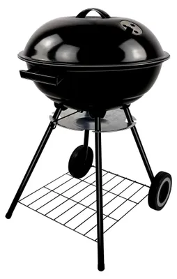 Produktbild von Kugelgrill - Holzkohlegrill - mit Deckel und Rädern - Ablagegitter, Schwarz