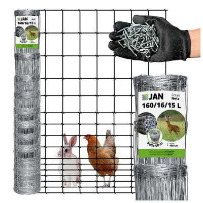 Produktbild von Wildzaun – Knotengeflecht - 160/16/15 L - 50 M - Dicht - Wetterbeständig Forstzaun