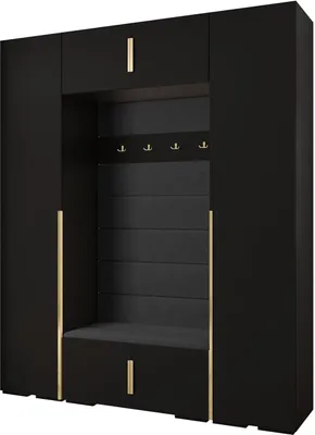 Produktbild von MEBLE KRYSPOL Inova 1 Möbelset Garderobe, 236,7x200x47cm - Schwarz, Manila 18, Gold