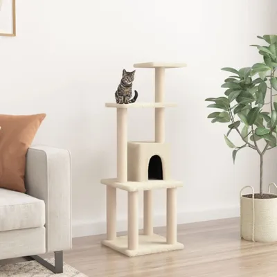 Produktbild von vidaXL Strom pre mačky so sisalovými škrabadlami krémový 105 cm