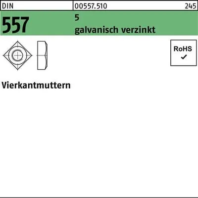 Produktbild von Reyher  Vierkantmuttern DIN 557 5 M 16 galv. verzinkt (100 Stück)