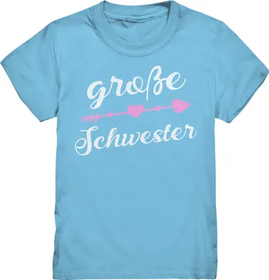 Produktbild von Große Schwester T-Shirt Pfeil Herz Große Schwester Geschenk – Sky Blue / 134/146 (9-11)