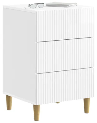 Imagen del producto de vidaXL Mesita de noche, blanco brillante, 43 x 41 x 66,5 cm, material de madera