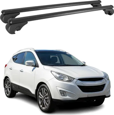 Image de Barres de toit Transversales pour Hyundai IX35 2010-2015 Aluminium Noir 2Pcs