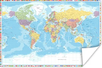 Produktbild von MuchoWow® Poster Weltkarte - Flagge - Politik 120x80 cm - Bilder