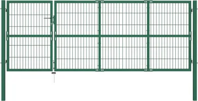 Produktbild von Gartentor mit Pfosten 350 x 120 cm Stahl Grün