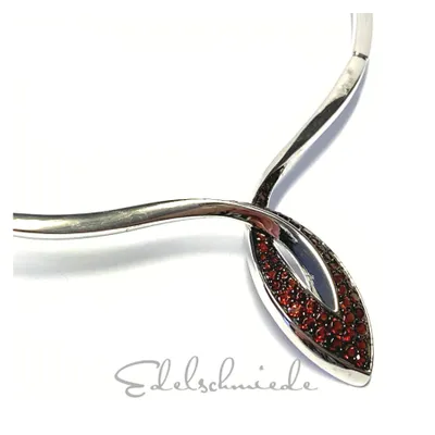 Produktbild von Collier 925/- Silber rhodiniert Granat facettiert Brautschmuck 42cm