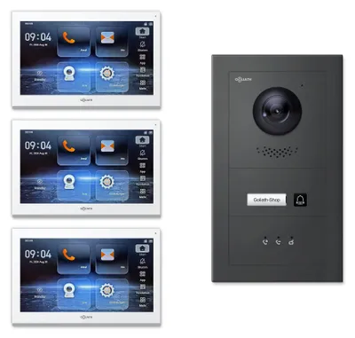 Produktbild von Goliath Premium IP GL-IPH102A Video-Türsprechanlage, 1 Familie, 3× 10 Zoll Weiß, Anthrazit, Unterputz