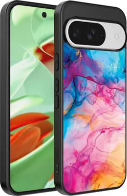 Productafbeelding van Geschikt voor:Google Pixel 9 Pro telefoonhoesje met regenboogacrylmarmermotief - TPUAchterkant hoesje met regenboogacrylmarmermotief - Smartphonica