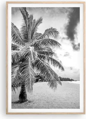 Produktbild von Gerahmtes Poster - Rahmen in heller Eiche - Monochrom Strand Wolken - 70x100 cm - Wand Bild - Wanddeko - Wandbilder - Kunstposter - Wandposter - Bilderrahmen - Bilder - Kunstdruck - P2NPA70x100-4677