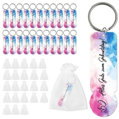 Immagine prodotto di Portachiavi in acrilico a forma di carrello della spesa, confezione da 24 pezzi, con sacchetti in organza