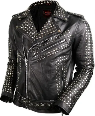 Produktbild von Herren Nieten Lederjacke Jacke Rocker Biker Punk Designer Lederjacke Tailliert(S)