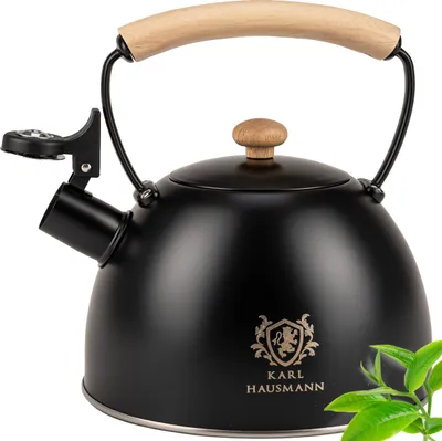 Zdjęcie produktu dla Czajnik z gwizdkiem czarny ze stali nierdzewnej Karl Hausmann Czajnik 2,5 L Indukcja Gaz