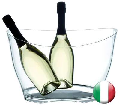 Champagnerkühler aus Acryl, 13,5 l, für 6 Flaschen, transparent
