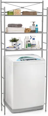 Produktbild von Toilettenregal MARSA mit drei Ablageflächen – Vielseitiges Standregal, WC- und Waschmaschinenregal in Anthrazit, Perfekt für Waschküche