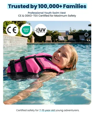 Imagen del producto de Chaleco flotador ajustable para niños y jóvenes, con cierres de seguridad, talla M, ideal para deportes acuáticos
