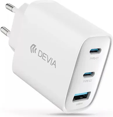 Immagine prodotto di Devia, caricatore di rete GaN da 65W con PD e PPS USB e USB-C, bianco