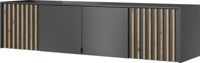 Produktbild von Furniture24 Aufsatz 4 Türiger Nelly 4D für Kleiderschrank 155 cm mit Lamellen Artisan Eiche/Schwarz