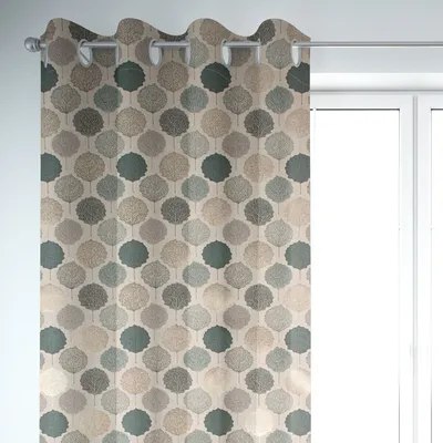 Produktbild von SCHÖNER LEBEN. Vorhang Blätter Blattskelett natur grün goldmetallic Aufhängung Ösen