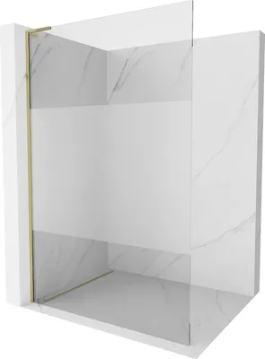 Image de Mexen Kioto L Paroi de douche à l'italienne 100 x 200 cm, transparent/opaque, or - 800-100-103-50-35