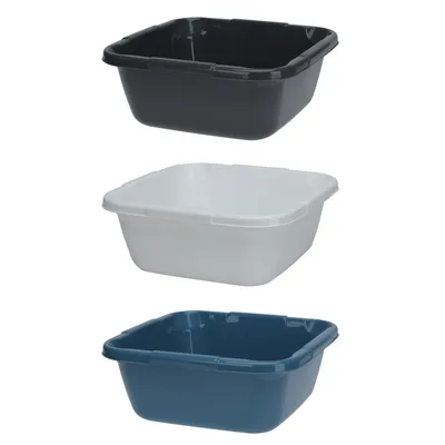 Produktbild von 3x Spülschüssel Kunststoff Eckig 6 Liter Waschschüssel Spüle Camping Schüssel Abwaschschüssel