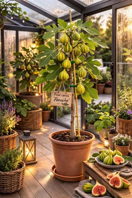 Produktbild von Feige Panaché 70–100 cm – Ficus carica Helle Feige, Feigenbaum mit kräftigem Stamm, mediterrane Kübelpflanze für Balkon & Terrasse