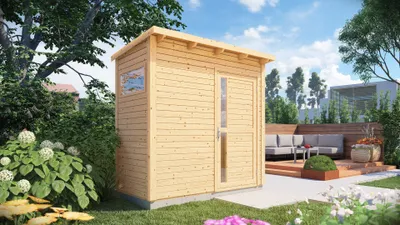 Produktbild von Gartenhaus Bertilo Pentus 1 inkl. Fußboden 246 x 143 cm natur