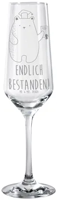 Produktbild von Mr. & Mrs. Panda Glas Bär Prüfung - Transparent - Geschenk, Champagnerglas, Abitur, Prüfungen, Sektkelch, Zeugnis, Trinkglas, Abschlusszeugnis, Teddy, Sektglas, Bestanden