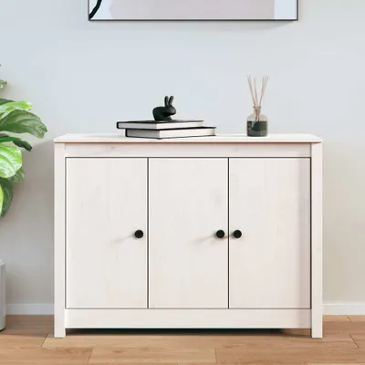 Produktbild von The Living Store Sideboard Weiß 100x35x74 cm Massivholz Kiefer