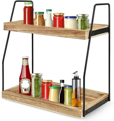 Immagine prodotto di Portaspezie in legno per la cucina, in 2 pezzi, ideale per il piano di lavoro in cucina, per conservare il caffè e come porta-caffè