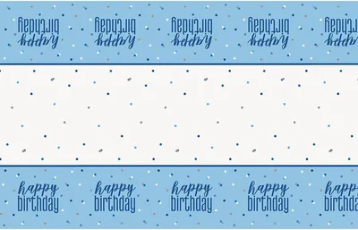 Produktbild von Tischdecke blau & silber Happy Birthday