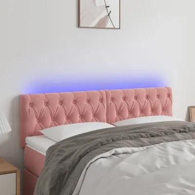 Produktbild von vidaXL LED Kopfteil Rosa 144x7x78/88 cm Samt - LED Kopfteil - LED Kopfteile - Kopfteil - Bett-Kopfteil