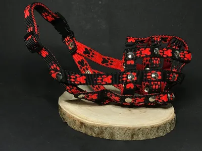 Zdjęcie produktu dla Palkar kaganiec nylonowy dla psa rozmiar 3 26 cm x 9,5 cm czarno-czerwony