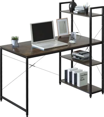Produktbild von Famanu Schreibtisch Multifunktional - ideal für Homeoffice und Gaming - Eichen Schwarz - 120 cm x 120 cm x 64 cm